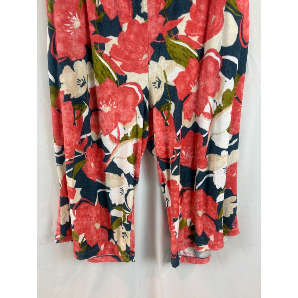 Floral Wide Leg Cropped‎ Pajama Pants Plus Size 2X Multicolor Rayon Blend Lounge